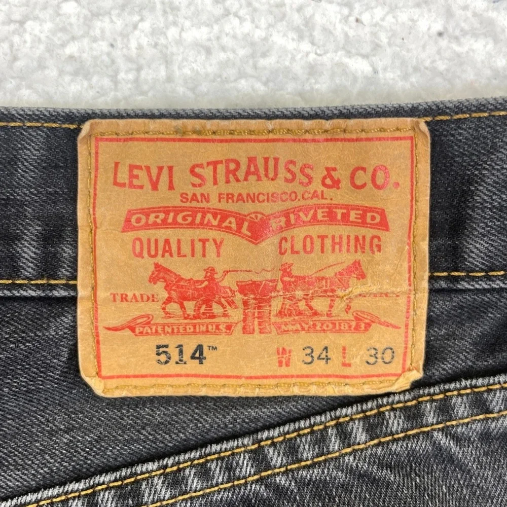 Levi's 514 Slim Straight Jeans Mens 34x30 Gray Denim Pants Casual Classic